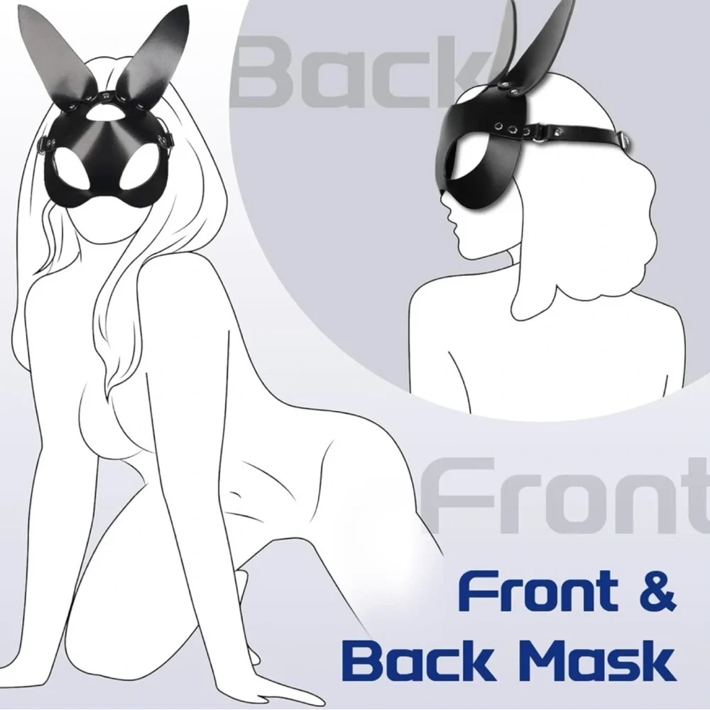 🪷 Black Masquerade Rabbit Ears Mask with Adjustable Headband